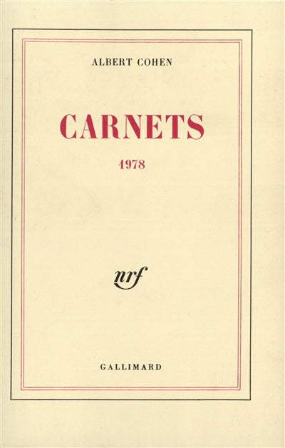 Carnets 1978 livre Albert Cohen