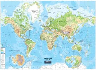 Carte Le Monde en relief (plastifiée)