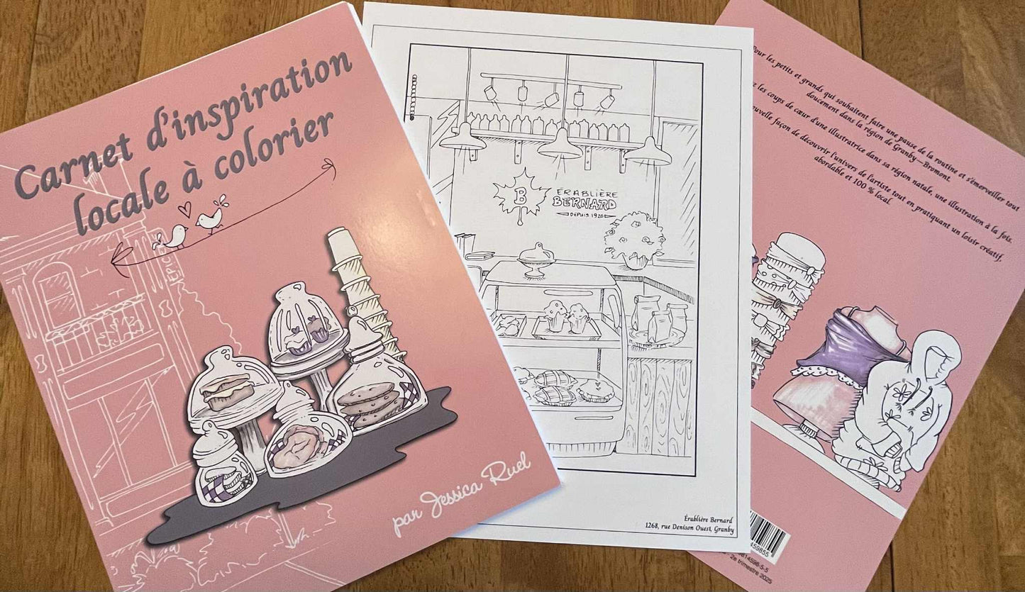 Carnet d'inspiration locale à colorier par Jessica Ruel