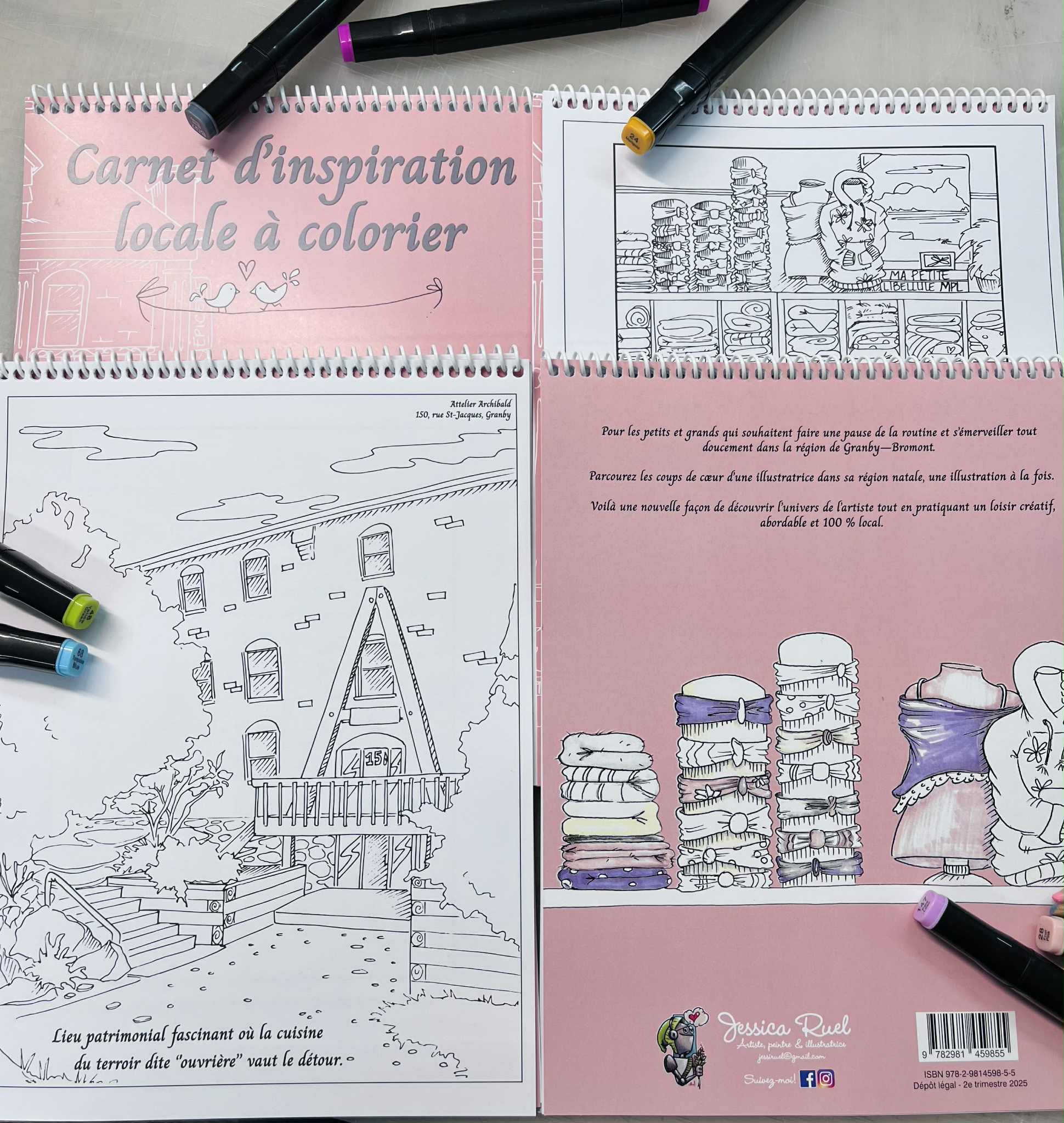 Carnet d'inspiration locale à colorier par Jessica Ruel